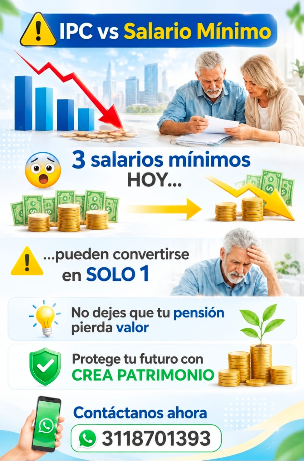 Comparativo IPC frente a salario mínimo: tres salarios mínimos hoy pueden convertirse en uno
